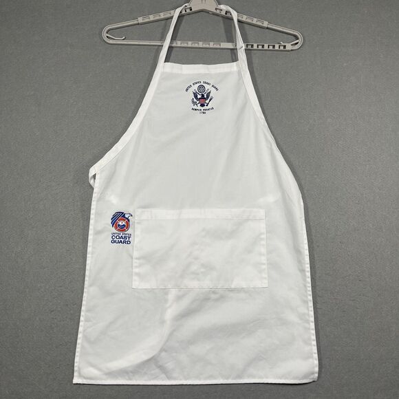 United States Coast Guard Chef Apron White Big Pocket Embroidered Sempre Paratus - Picture 1 of 8